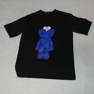 Uniqlo Black Tee with Blue Character Design